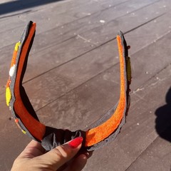 Handmade Beaded Orange Black White Yellow Headband. Woman And Teens.