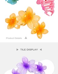 11CM Candy Color 3 Flower Sweet Large Gradient Shark Clip Hairpin Headwear Head