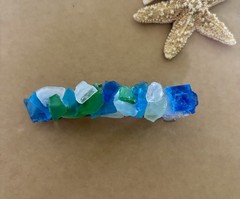 Sea Glass Barrette, Recycled Multi Colors Glass Hair Accessory Beach Theme