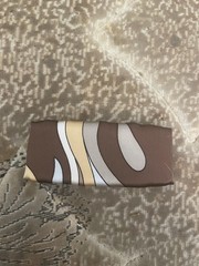 Retro Brown/Gray /Gold Italian Silk Charmeuse mode print Large metal Barrette