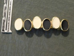 Black and cream barrette, circle design, hair clip, hair barrette, metal clip
