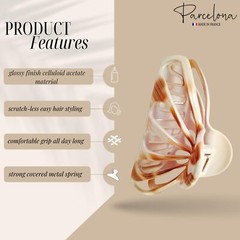 Parcelona French Rain Drop 4″ Large Celluloid Jaw Hair Claw for Women