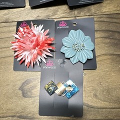 Paparazzi Hair Clip Lot Flower Floral Rhinestone Accents Multicolor