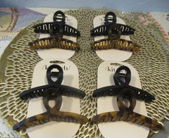 NEW Set of 8 kitsch Large Loop Claw Hair Clips Accessory Black Brown Tortoise 4”