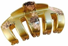 Parcelona French Tubular Golden Pink Grey Splash Hand Painted Jaw Hair Claw Clip