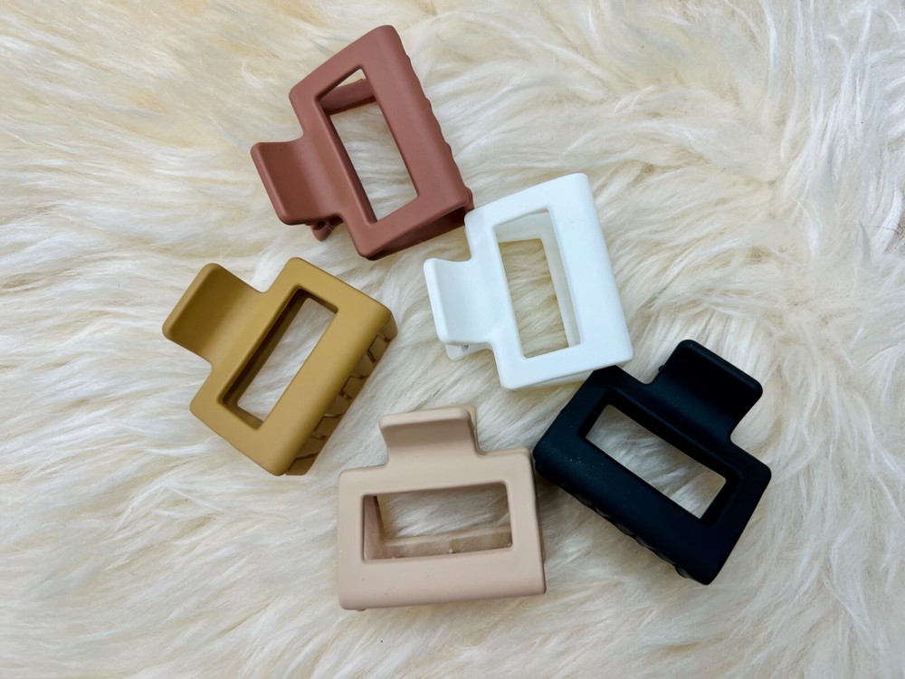 5pc Hair Claw Women Thick Thin Hair Square Matte Texture Rectangle Hair Styling