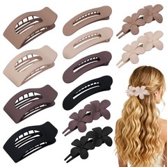 12 Pack Flat Hair Clips for Women – Matte 1 Count (Pack of 12), Neutral