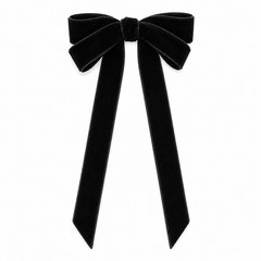 Black/ Red Velvet Long Tail Bow Hair Clip Elegant Ribbon Barrette for Girls