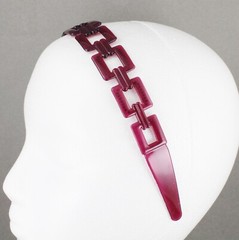 Burgundy plastic chain link headband square links hair band accessory grip teeth