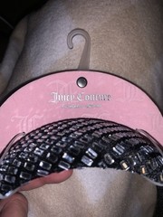 Juicy Couture Padded Black Fabric Headband Silver Rhinestone Logo