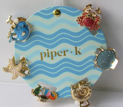 NEW Piper K Sea Life Crystal Pearl Enamel Metal Hair Clips SET OF 6