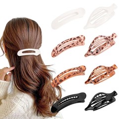 CAVETEE Flat Hair Claw Clips Set, 8 Pcs Large onesize, Leopard pattern