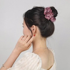 4 PCS Flower Hair Scrunchies for Women Rhinestone 4 Count (Pack of 1), A