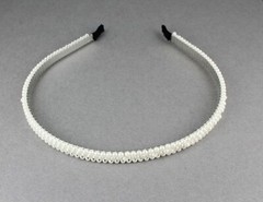 White faux pearl headband seed bead skinny narrow beaded hair band