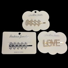 Set of 3 Rhinestone Hair Clips Love Dollar Sign Fashion Jewelry for Women