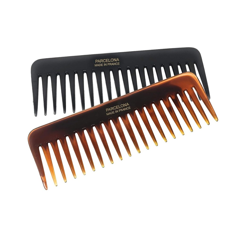 Parcelona French Fluffy Large Tortoise Shell and Black Cellulose Hair Combs(2