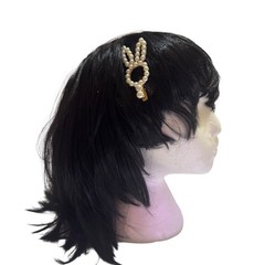 Pearl Bunny Hair Clip Gold Metal Accents Elegant Design Ladies Hair Accessory