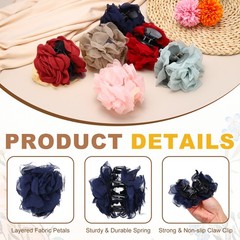 Rose Flower Hair Clips (3.5 Inch) 2Pcs, Hair Flowers for Women, Navy Blue