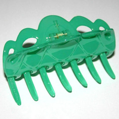 Hair Claw Jaw Clip Women Ornate Swirl Ruffle Colorful Retro Print Made in France
