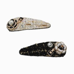 2 pack Hair Clip Hair Stylish Black and White Sea Shell Style Classic Flowers