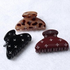 3 PCS Medium Hair Clips Women 2.55 Inch Plastic Rhinestone Claw NonSlip