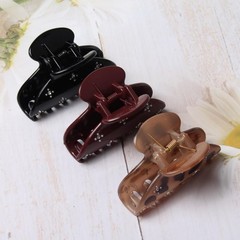 3 PCS Medium Hair Clips Women 2.55 Inch Plastic Rhinestone Claw NonSlip