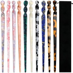 10 Pieces Acetate Hair Sticks Leopard Print 1 Count (Pack of 10), Classic