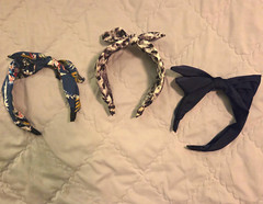 Women’s Fabric Bow Accent Headbands Set of 3 Multicolor Mixed Patterns
