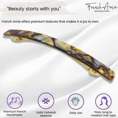 French Amie Long and Skinny Bar Large 4 1/4″ Celluloid Handmade Hair Clip