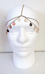 Gold Wedding Headdress Round Charm Teardrop Headpiece Tiara Cosplay Boho