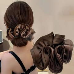 Korean Big Hair Tie Ribbon Scrunchies Satin Elastic Hair Band Bow Women Simple