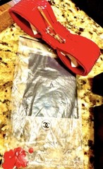 NEW Chanel 2008 Sequin Red Vintage Hair Bow Barrette Clip Dress Pin 34 36 38 40
