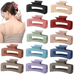 12 PCS Square Hair Claw Clips Women Girls 3.5 Inch Medium Jaw Thick Thin Bulk