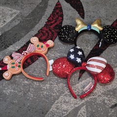 Disney Lot of 3 Sequined Christmas Minnie & Mickey Mouse Ear Headbands