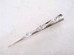 Silver tone metal filigree alligator hair claw clip clamp