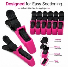6 Salon Beak Hair Clips Alligator Sectioning Clamps for Styling Blow Dry Curling