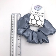 Handmade Women’s Scrunchies Silver Satin Hair Tie Size Regular