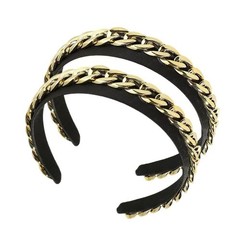 Black Gold Chain Headband 2Pcs, Chained Headband for Slip Punk Style, Wide Fa…