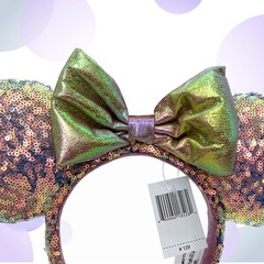 Disney-Park Minnie Earidescent Iridescent Pink Ears Headband 50th Anniversary