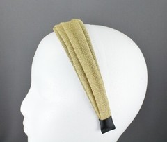 Gold pleated headband hair band accessory 1 5/8″ wide sparkly glitter fabric