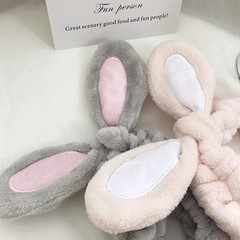 Plush Bunny Ear Spa Headband Cute Bow Makeup Face Wash For Women Girls ​