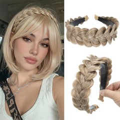 Hair Wide Braided Headbands Hair Piece for Women Synthetic Hair Braid Hairband
