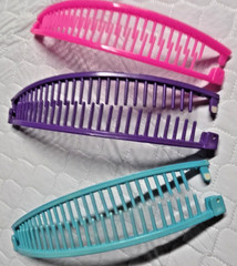 Banana Clips Hair Pink Purple Teal 80s Cincher Ponytail Taiwan Vintage Comb