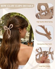 CHLINS 4 Pack Bow Hair 1 Count (Pack of 4), 4.3″Matte Beige/ Black/Brown/Tan