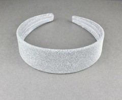 silver sparkly glittery fabric covered 1.25″ wide headband hair band accessory