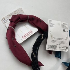 3-pack Scunci Satin Headband with Gemstone Embellishments Black Teal Burgundy