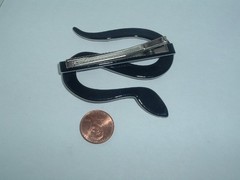 NAVY BLUE & CREAM SNAKE WITH RHINESTONE HAIR CLIP BARRETTE