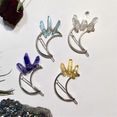 Women Geometric Crystal Moon Hair Clips Pin Alloy Stone Hexagonal Accessories