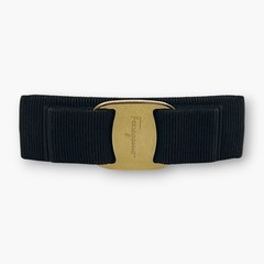 Salvatore Ferragamo Vara Bow Hair Barrette Black Gold Made in Italy
