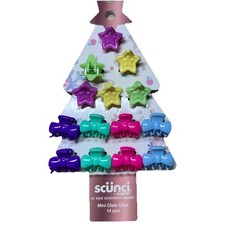 Scunci 14 Mini Claw Hair Clips Stars & Bows Purple Green Pink Blue Y2K Vibes!!